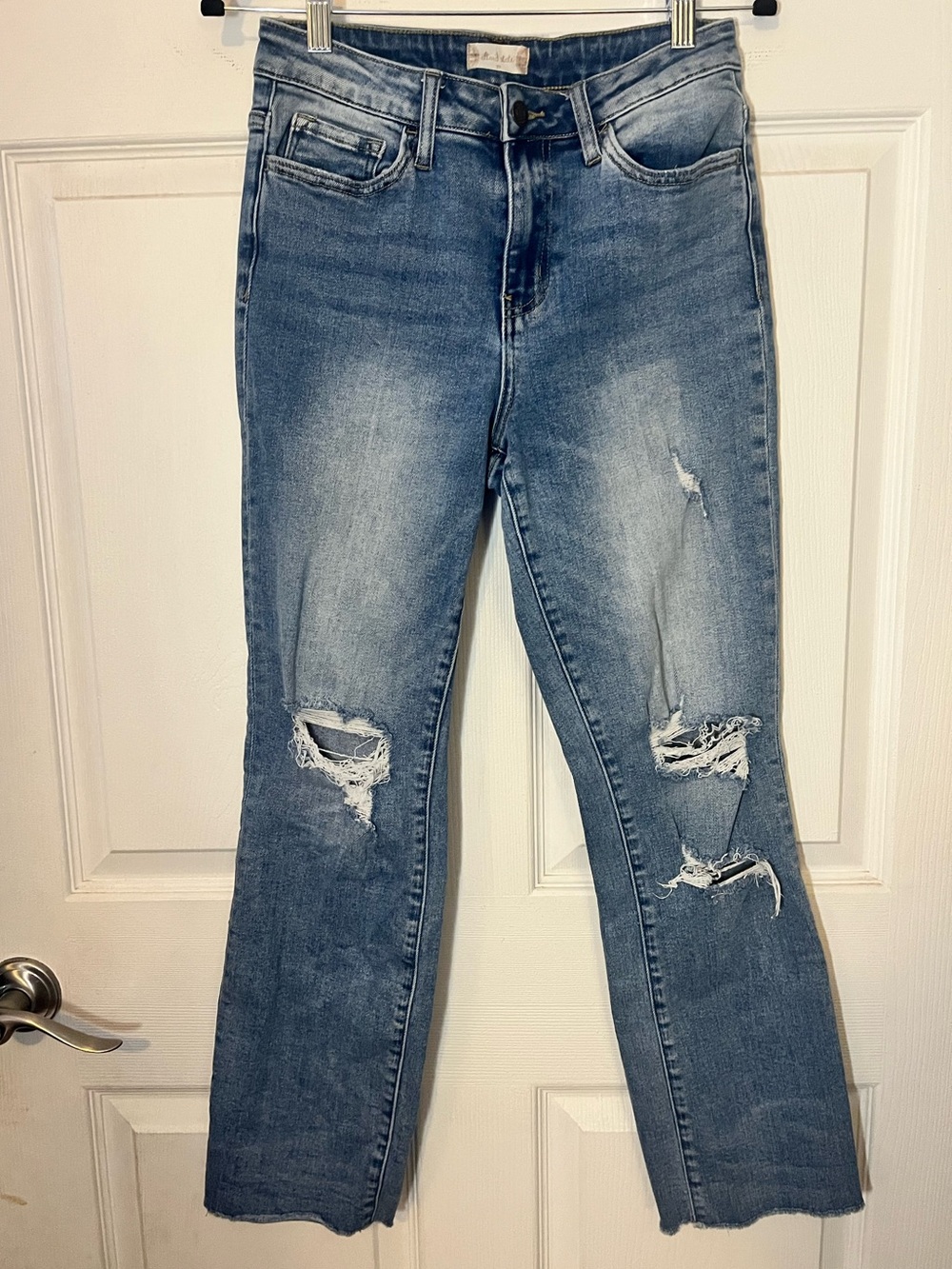 Altar'd State Distressed Straight-Leg Blue Jeans